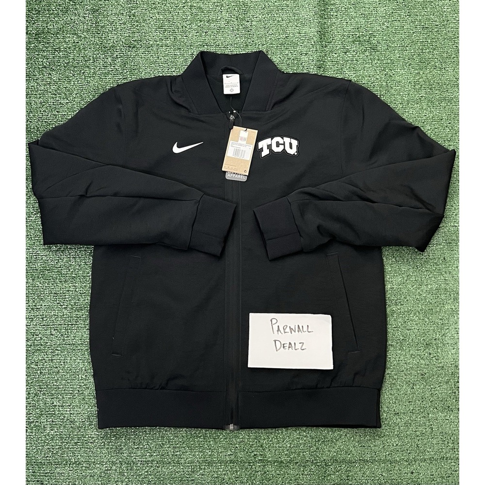 Nike NCAA TCU Horned Frogs Full-Zip Black Bomber Jacket Men's Medium IH3855-010